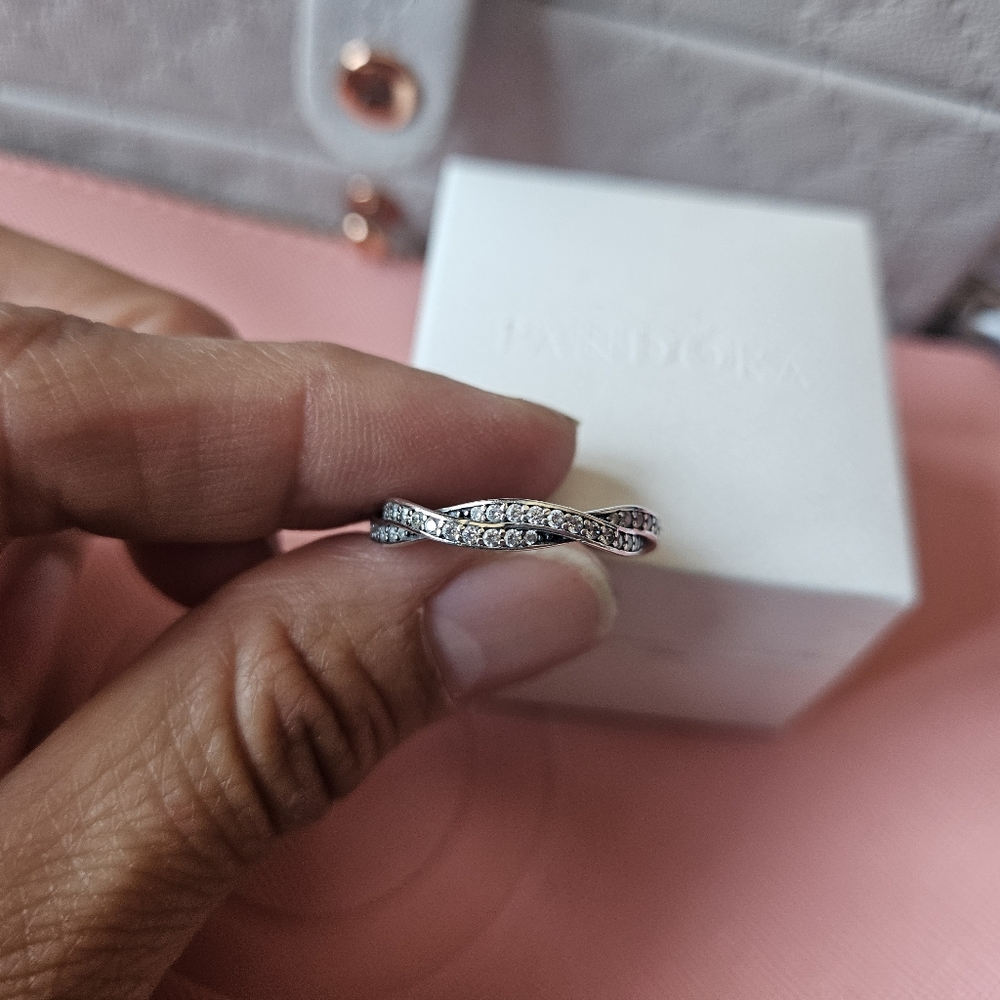 Pandora Sparkling Twisted Lines Sterling Silver R… - image 8